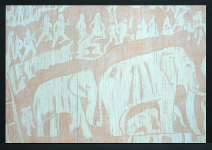 Paint illustration on balsa wood