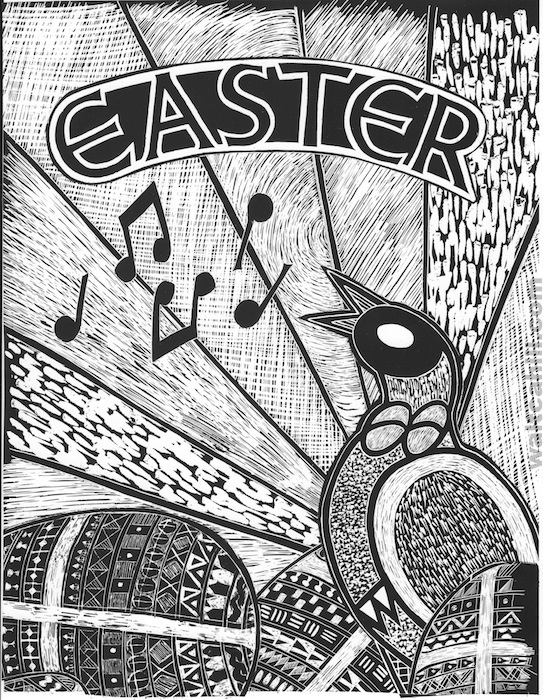 Easter Scraperboard Illustration (small format)