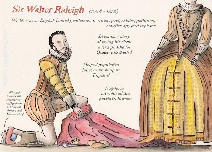 Sir Walter Raleigh watercolour for ‘A Collection of Walters’