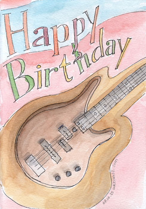 Bass Guitar Happy Birthday card