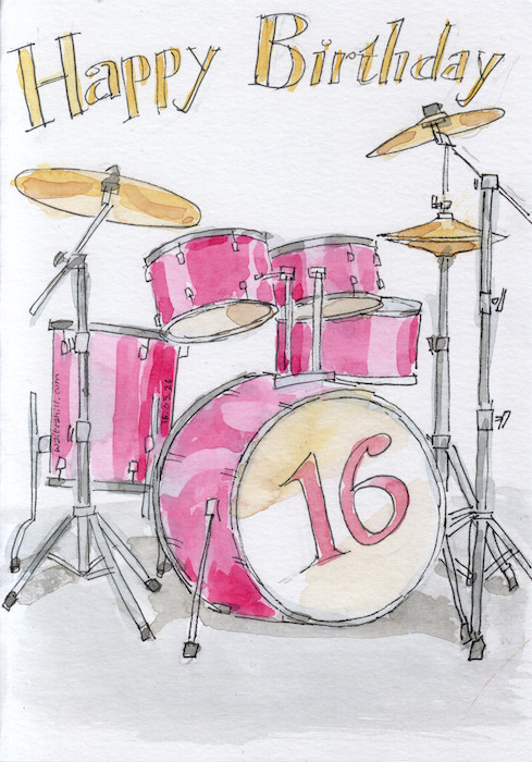 Drum Kit. Birthday Card.